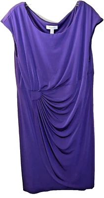 Vestido envolvente sintético acanalado Dressbarn púrpura talla 16 halter cintura caída adelgazante Foto 1 de 4