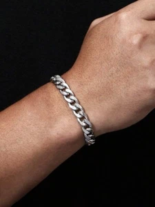 Bracciale da uomo in acciaio inox braccialetto uomo 21CM color argento - Imagen 1 de 1