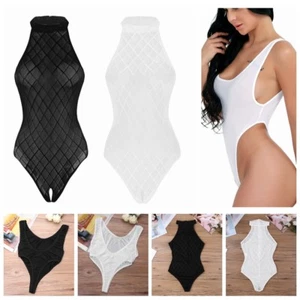 Sexy Sheer Lingerie High Cut Bikini Thong Teddy Lady Bodysuit Leotard Nightwear - Picture 1 of 22