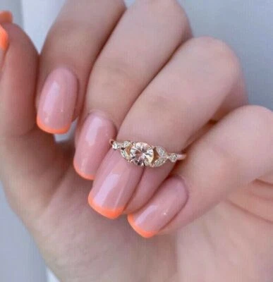 1.5Ct Round Lab Created Morganite Solitaire Engagement Ring 14k Rose Gold Finish - Image 1 of 4