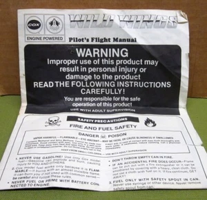 WILD WINGS Pilot Flight Manual RTF instructions Cox Hobbies engine-powered 1979 - Picture 1 of 4
