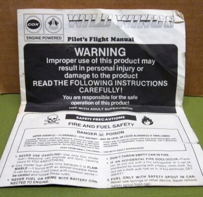 WILD WINGS Pilot Flight Manual RTF instructions Cox Hobbies engine-powered 1979 - Image 1 of 4