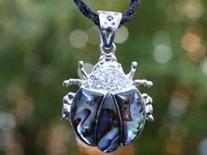 P094 Muschel Perlmutt Perlen Schmuck Anhänger Collier mit Schnur Halskette Kette - Bild 1 von 1