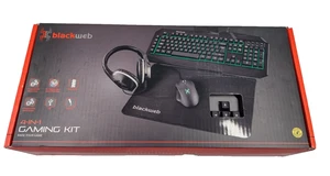 Teclado, Ratón, Alfombrilla y Auriculares Gaming Negro Web 4 en 1 Kit Gaming Nuevo - Imagen 1 de 6