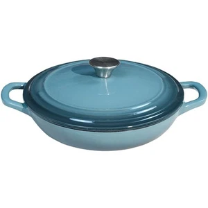 Schmorpfanne Emailliert Gusseisen Schmorpfanne 3 qt Schmorpfanne mit Deckel Schieferblau Schalo... - Bild 1 von 7
