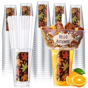 25 Sets of Fall Party Drink and Snack Cup with Straws Disposable Plastic Tumb... - Picture 1 of 7