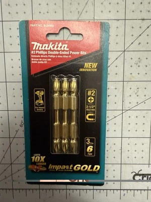 Makita B-34986 Impact Gold #2 Phillips Double-Ended Power Bit, 2-1/2-Inch 3-Pack - Image 1 of 2