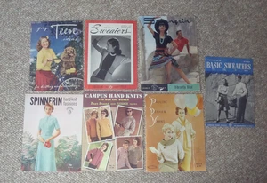 Lot of 7 1940s and 1950s Knitting Pattern Books. Fashion, Sweaters, Gay teen ++ - Picture 1 of 6