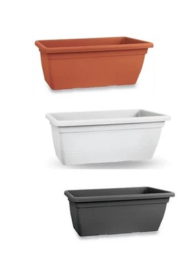 Fioriera Rettangolare da Esterno Balcone Fioriere con Sottovaso Vaso per Piante - Immagine 1 di 2