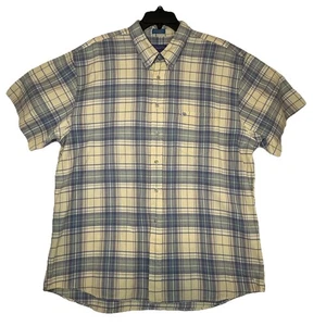Pendleton Men Short Short-Sleeved Button-Down Plaid Shirt XL Yellow Casual READ - Picture 1 of 10