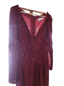 NWT $398 IEENA Mac Duggal [ 6 ] Sequin Wrap Evening Gown in Wine Red #S1048 - Picture 1 of 7