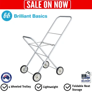 Laundry Trolley Folding Collapsible Cart Washing Clothes Suits Basket Wheels - Picture 1 of 1