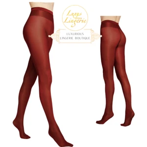 Neon 40 Tights by Wolford S Small Red Dahlia Red Pantyhose High Gloss Shine - Picture 1 of 3