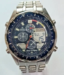 C320-Q01877 CITIZEN NAVISAIL STAR & STRIPES BLUE DIAL MEN'S WATCH JC-18 - Picture 1 of 14