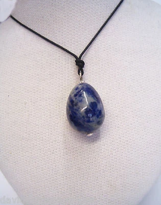 Ciondolo in ARGENTO 925 con uovo in SODALITE naturale e girocollo - pendente - Immagine 1 di 4