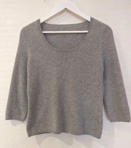Ladies Cashmere Jumper light grey Round Neck Medium - Picture 1 of 6