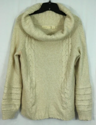 Suéter para mujer Sleeping on Snow capucha profunda mezcla de alpaca marfil tejido con cable Foto 1 de 4