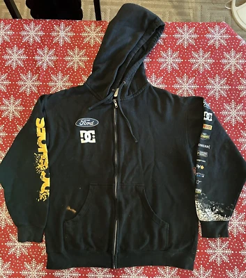 DC Shoes Ken Block 43 Ford Negro Cremallera Sudadera con Capucha Chaqueta Talla LG d2 - Imagen 1 de 4
