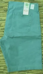 LEVI'S MUJER MISSES TALLA 14 PESTAÑAS SARGAS ALGODÓN ELÁSTICO BERMUDAS LISTA $34 - Imagen 1 de 4