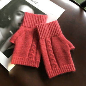 Thermal Knitted Fingerless Gloves Warm Winter Half Finger Gloves Unisex