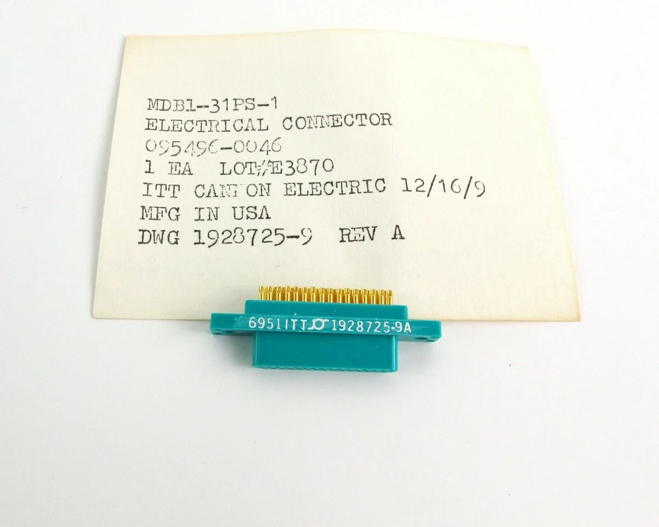 ITT/Cannon MDB1-31PS-1 Micro Mini D-Sub Connector 31 POS Gold Solder Contacts - Image 1 of 1