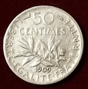 PEU COURANTE **** 50 Centimes SEMEUSE 1909 **** TTB - Imagen 1 de 2