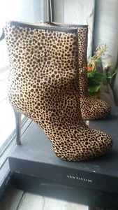 Ann Taylor Ankle Boots Cheetah Print $278 NEW IN BOX Size 8.5 SUPER RARE VHTF  - Picture 1 of 12
