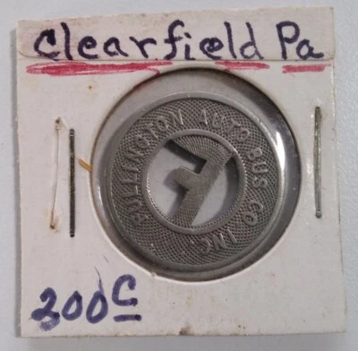 Clearfield Pennsylvania Fiken Vintage Mediados de Siglo Moneda de la Suerte Fullington Bus C  Foto 1 de 4