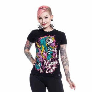 Cupcake Cult Internal Unicorn Women's Black Skeleton T-Shirt • Ships in 2-4 W... - Picture 1 of 2