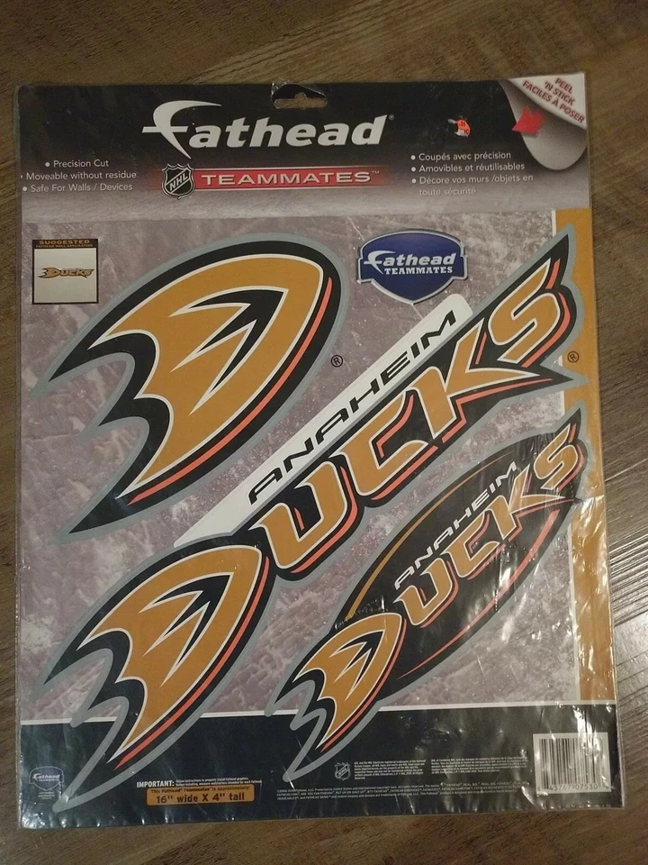¡NUEVO! ¡CALCOMANÍAS DE PARED DE COMPAÑEROS DE EQUIPO FATHEAD CON EL LOGOTIPO DE LOS PATOS ANAHEIM DE LA NHL! Foto 1 de 1