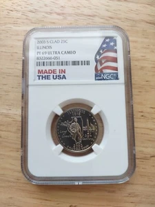 2003 S NGC PF69 Ultra Cameo Clad Illinois 25c State Quarter 2003-S PF-69 UCAM - Picture 1 of 4