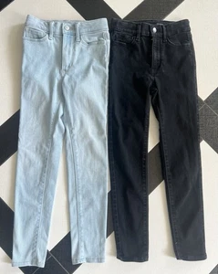 Lot Of (2) Rock Star Jeggings Girls Size 8 GUC adjustable Waist Black & Lt Blue - Picture 1 of 4