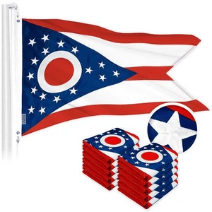 Ohio OH Bandiera di Stato 3x5 Ft Confezione da 10 Poliestere Ricamato - Foto 1 di 7
