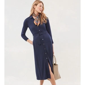 J. MCLAUGHLIN | Navy Blue Button Down Catalina Cloth Shirt Dress Medium *No Belt - Bild 1 von 8
