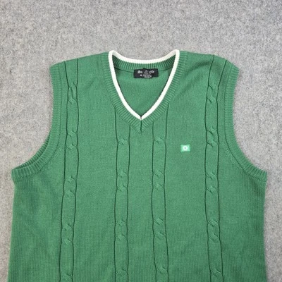 Southpole Sweater Vest Mens XL Green Cable Knit Pullover V Neck Retro Golf Style - Image 1 of 4