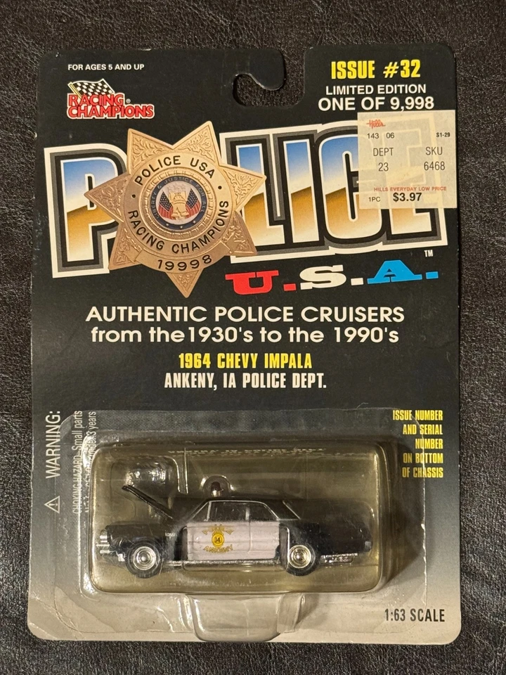 Racing Champions 64 Chevy Impala Ankeny, IA Departamento de Policía Coche Edición #32  Foto 1 de 1