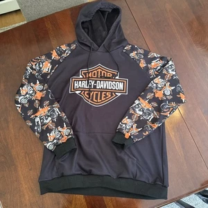 Harley Davidson Men's Hoodie Sweatshirt Full Sleeve Logo Black XL - Picture 1 of 7