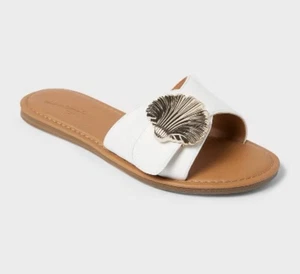 A New Day Damenschuhe Größe 9 Sandalen goldfarben metallic Akzent Riemen Slipper flach - Bild 1 von 6