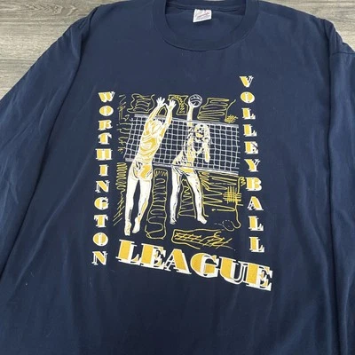 Vintage Worthington Volleyball League Shirt Long Sleeve Mens 2XL Jerzees 90s - Image 1 of 4