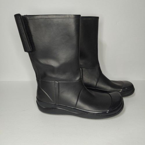Stivali da pioggia Prada donna taglia 37 tripla gomma nera cerniera posteriore moda danni