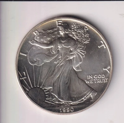 1990 AMERICAN SILVER EAGLE $1 DOLLAR 1 OZ .999 SILVER COIN UNITED STATE MINT - Image 1 of 2