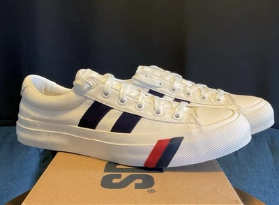 Zapatos unisex Pro-Keds Royal Plus de lona blancos/azul marino PK60299 Foto 1 de 4