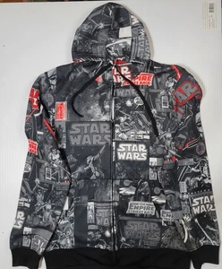 Star Wars Empire Strikes Back Zip Hoodie Size Large Fleece Lined Full Zip Black - Picture 1 of 4