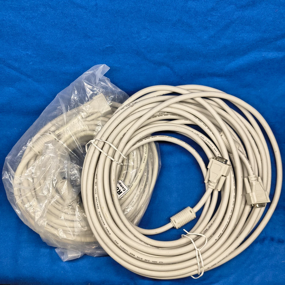 2 x Premium 15m S-VGA Monitorkabel Grau 15pol mit Ferritkernen - Bild 1 von 1