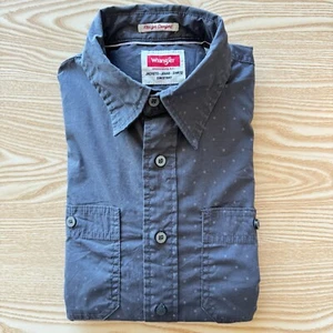 Camicia piccola Wrangler uomo grigia 20" pit-to-pit designer moda stile manica lunga - Foto 1 di 11