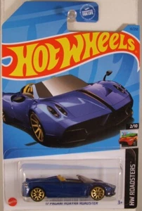 HOT WHEELS #2023-013 '17 Pagani Huayra Roadster - BLUE, on US long card (NEW) - Picture 1 of 3