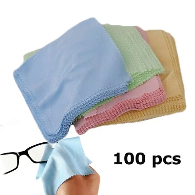 EFFLUVIALTECH 100pcs 5"x5" Microfiber Glasses Cleaning Cloth for Tablets, Smartphones, Lenses
