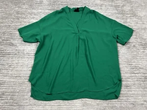 Worthington Top Womens Medium Green Short Sleeve V-Neck Polyester - Picture 1 of 11