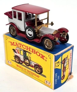 Matchbox Y-7 - 1912 Rolls Royce Silver Red With Box Vintage Diecast Model Car - Picture 1 of 5