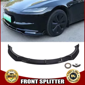 For 2024 2025 Tesla Model 3 Front Bumper Lip Splitter Lower Spoiler Glossy Black - Bild 1 von 16